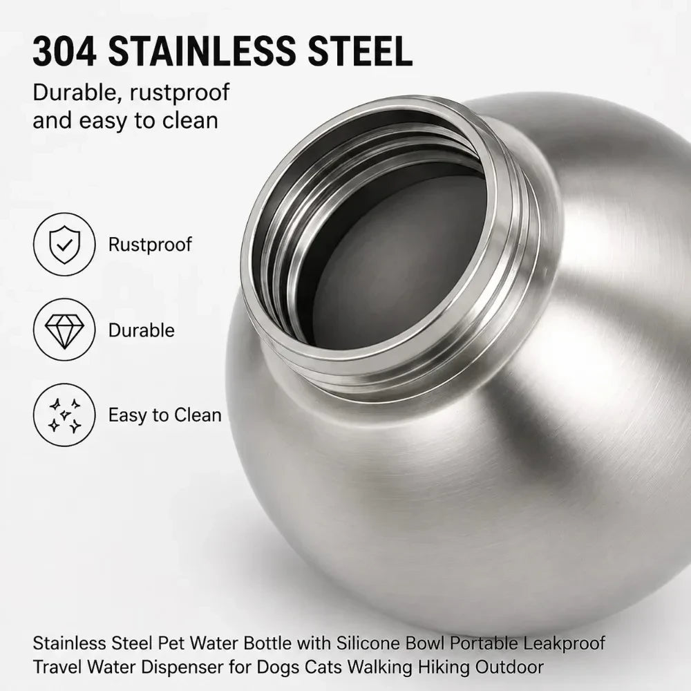2-in-1 Pet Travel Water Bottle with Foldable Bowl — 285 mL