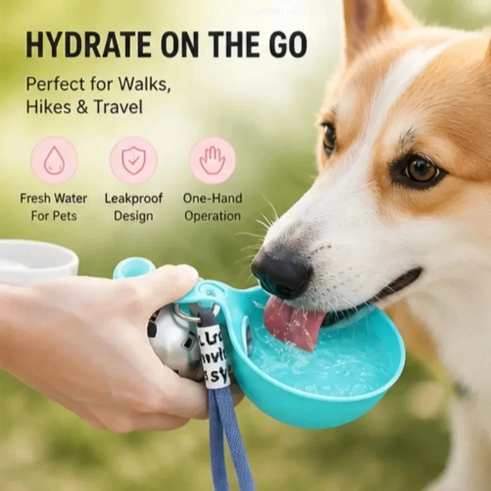 2-in-1 Pet Travel Water Bottle with Foldable Bowl — 285 mL
