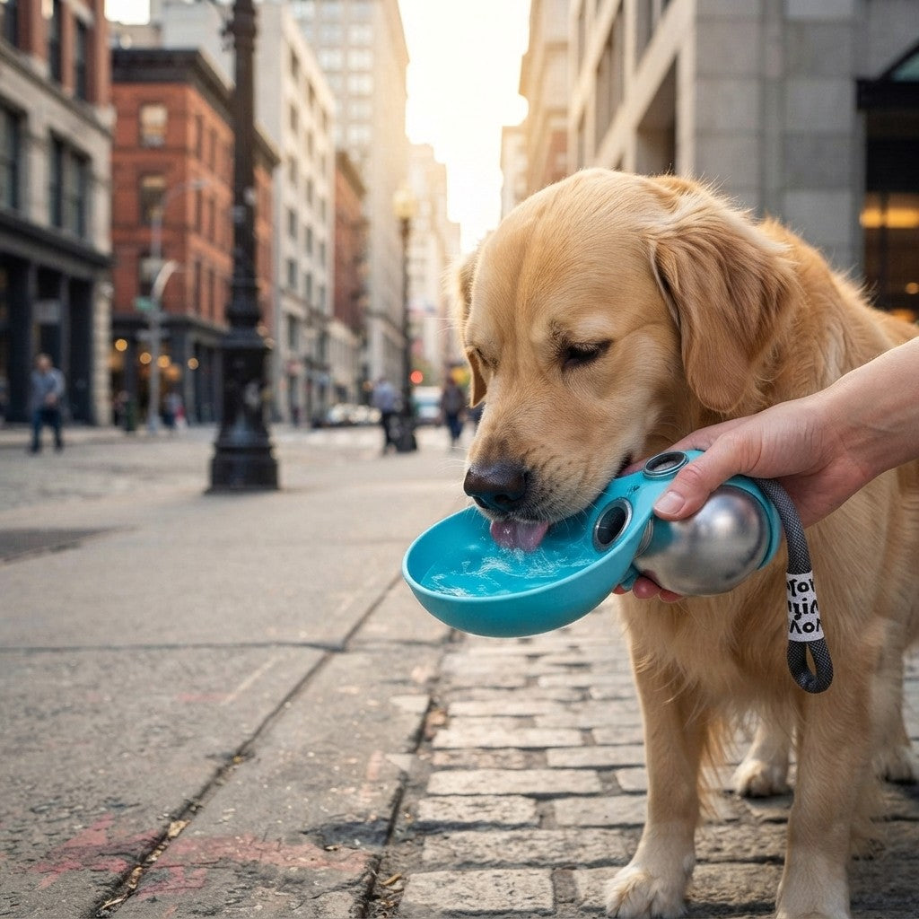 2-in-1 Pet Travel Water Bottle with Foldable Bowl — 285 mL